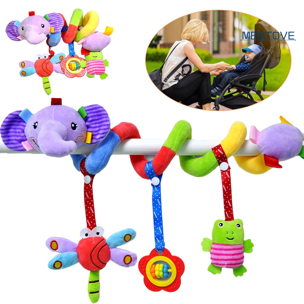 Đồ Chơi Lục Lạc Hình Động Vật Mềm Mại Treo Xe Đẩy Em Bé