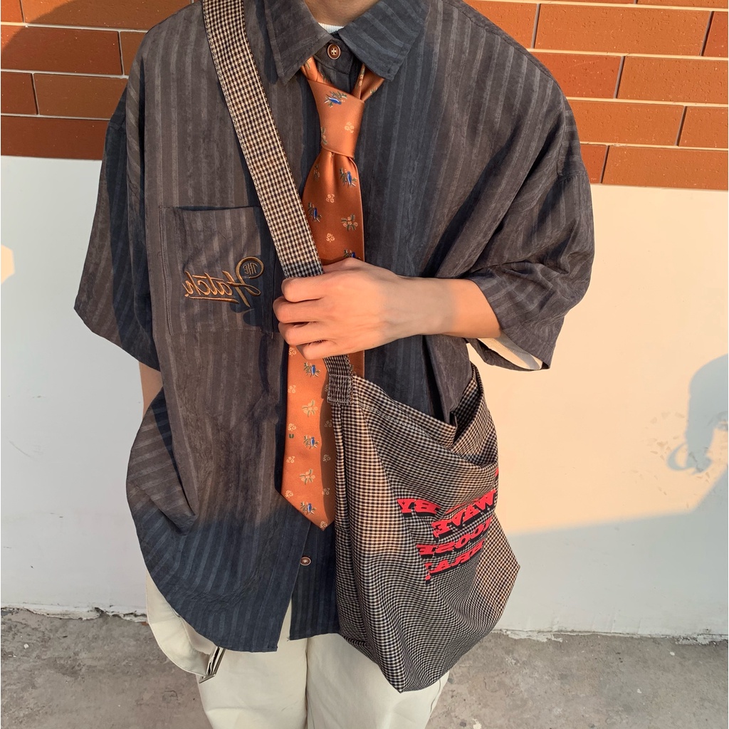 Áo Sơ Mi Ngắn Tay Kẻ Sọc Dọc Phong Cách Hong Kong Cổ Điển Thời Trang Mùa Hè C2 Homemade /