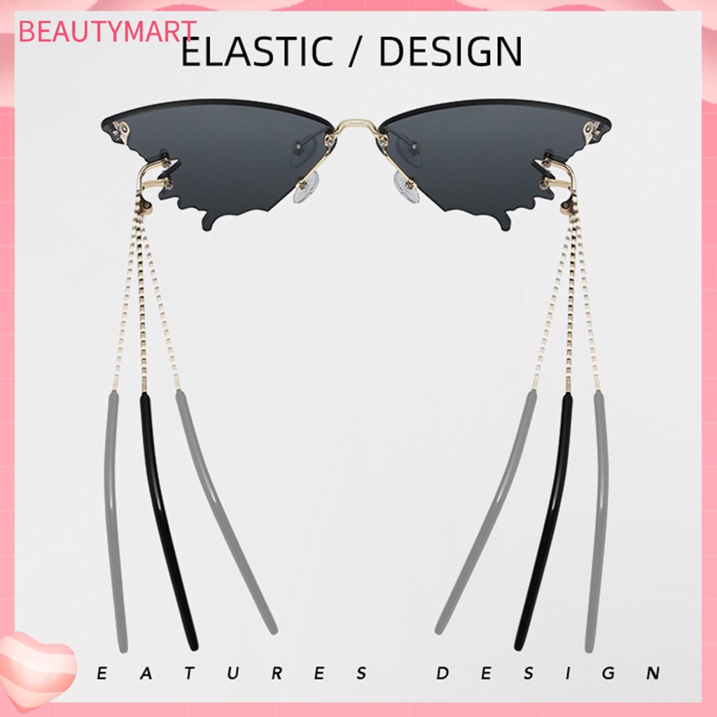 Kính Mát Hình Bướm Không Vành Siêu Nhẹ Chống Tia UV Trong Suốt Thời Trang Cho Nữ