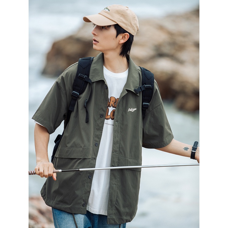 Áo Sơ Mi Tay Ngắn Dáng Rộng Thoáng Khí Phong Cách Đường Phố Thời Trang Mùa Hè Cho Nam