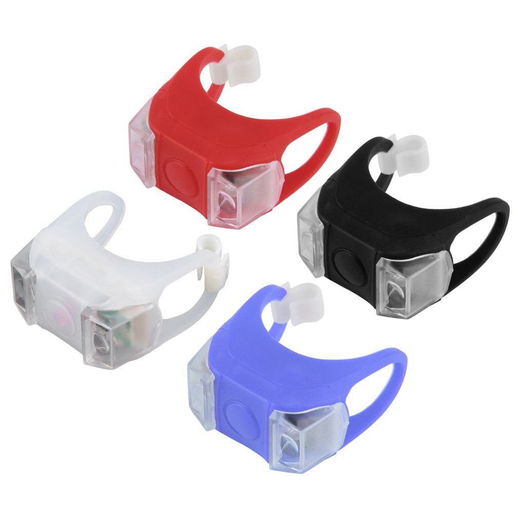 1Pc Bicycle Front Light Flash 3 Modes Silicone Led Head Rear Wheel Bike Lamp Waterproof Cycling Lights With Battery [Q/13]