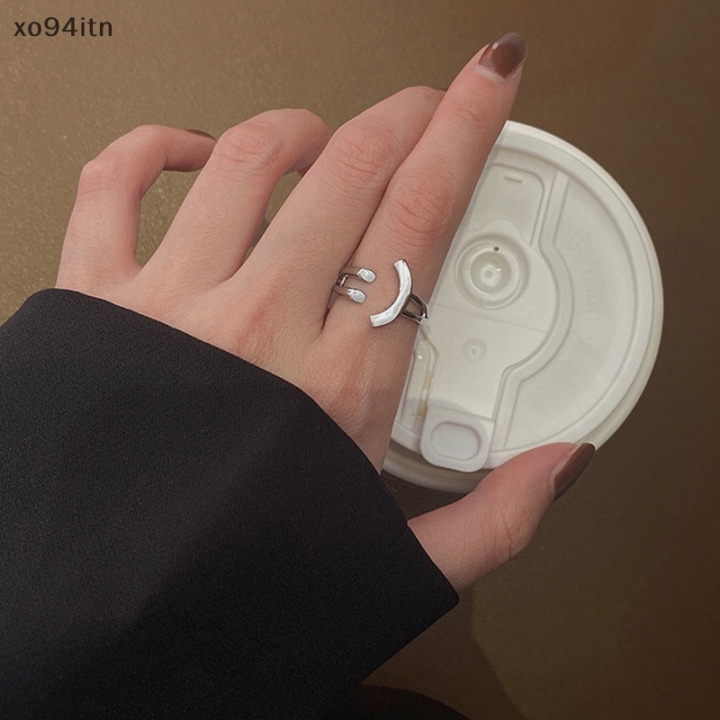 Tn Nhẫn Hở Màu Bạc Hình Mặt Cười Độc Đáo Có Thể Điều Chỉnh Cho Nữ Sinh