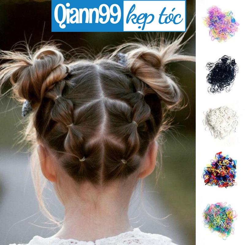 Set 100 dây buộc tóc thời trang bằng cao su dùng một lần dành cho bé gái