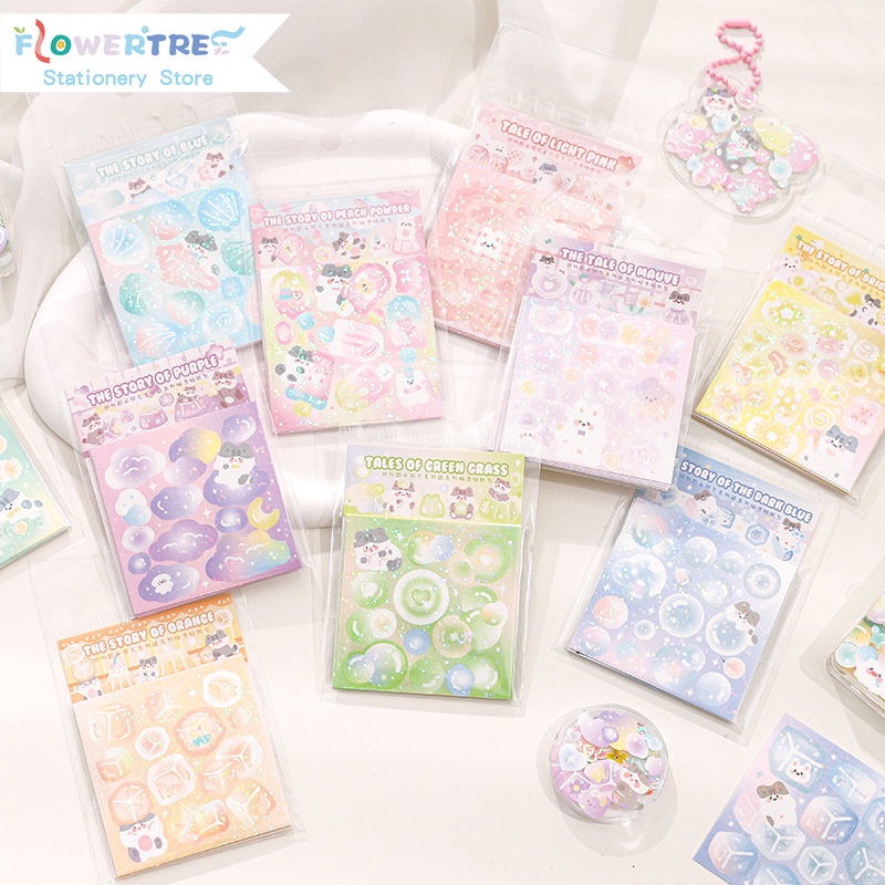 Bộ 10 Miếng Dán Trang Trí Sổ Tay Hình Câu Chuyện Nguyên Tố Dễ Thương