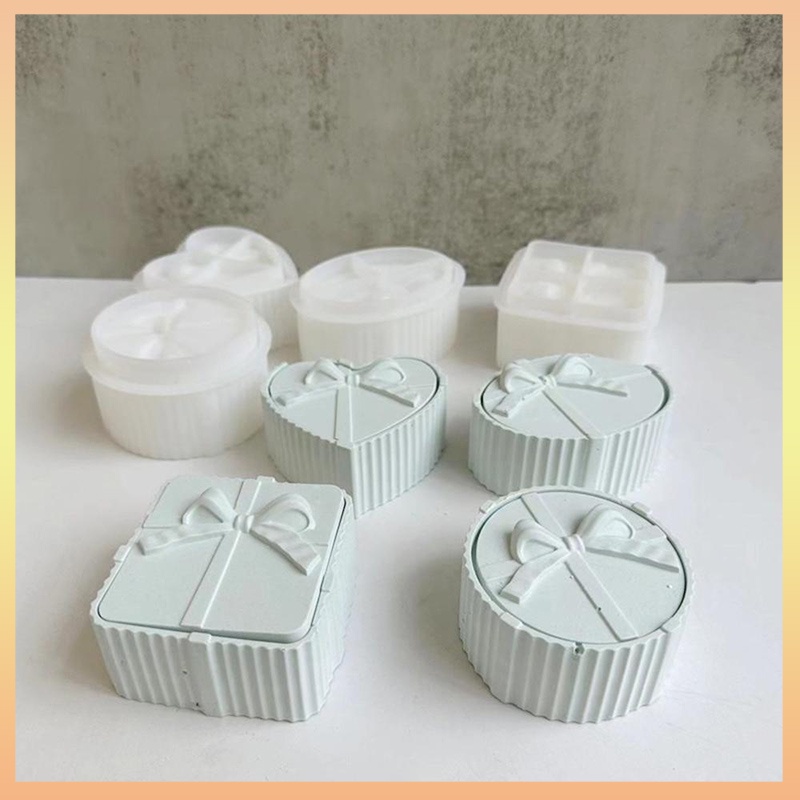 Khuôn Silicone Hình Vuông / Tròn / Trái Tim 3D Làm Hộp Quà Thủ Công