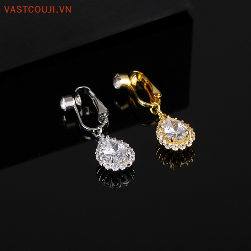 Khuyên Rốn Bằng Đồng Đính Đá Zircon Hình Giọt Nước Không Đục Lỗ