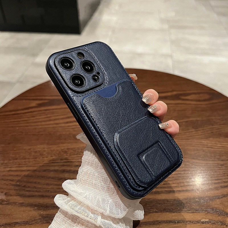 Ốp Điện Thoại Silicon Mềm Có Ngăn Đựng Thẻ Dạng Gập Cho iPhone 14 13 12 11 Pro Max 14 Plus