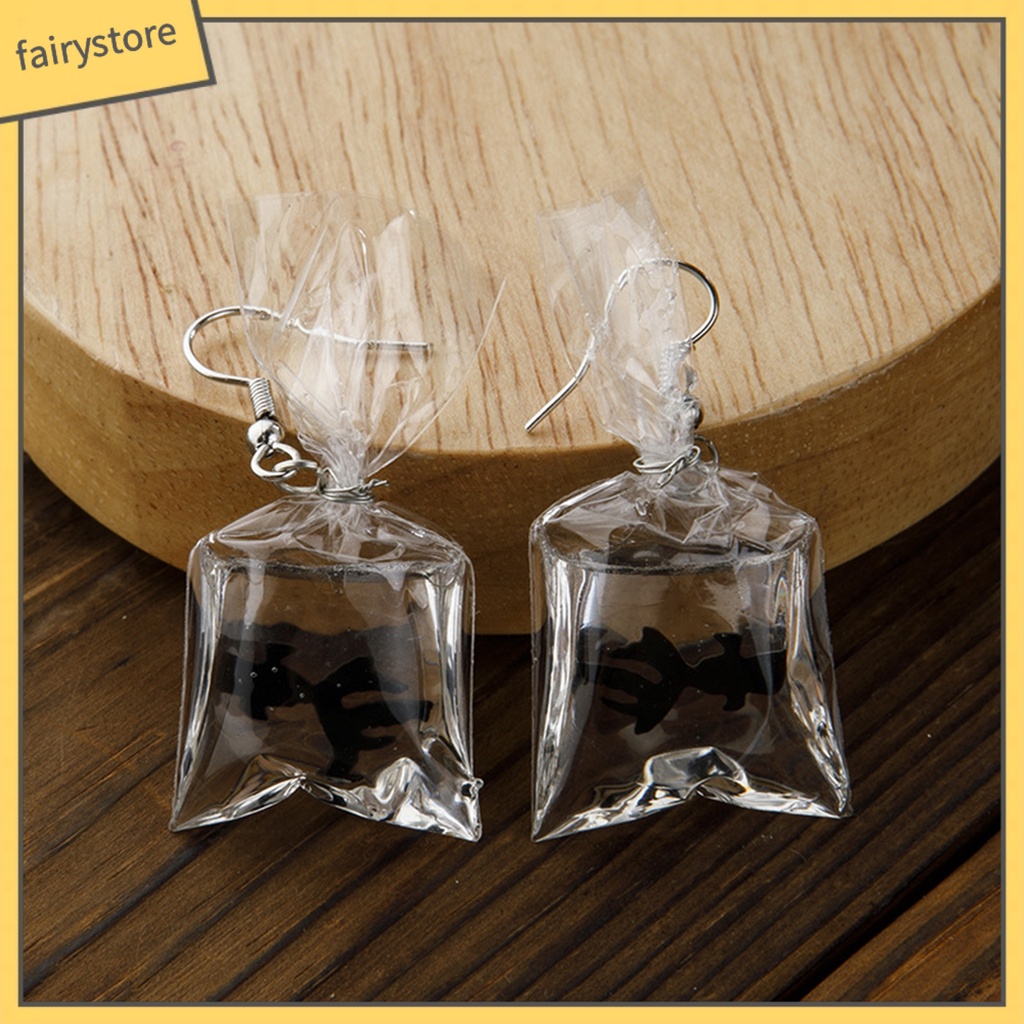 1 Đôi Bông Tai Hình Túi Nước Trong Suốt Họa Tiết Hoạt Hình Vui Nhộn Dành Cho Nữ