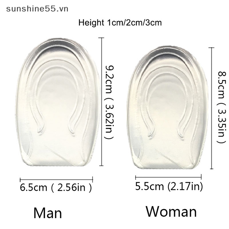 1 Cặp Đế Silicone Độn Giày Tăng Chiều Cao Cho Nam Nữ