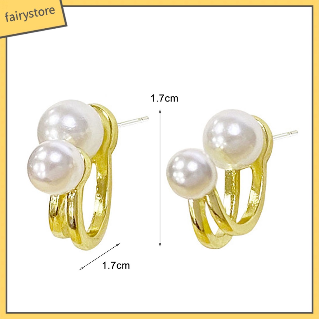 [FRO] 1 Đôi Bông Tai Ngọc Trai Hai Lớp Duyên Dáng Đơn Giản Thích Hợp Làm Quà Tặng