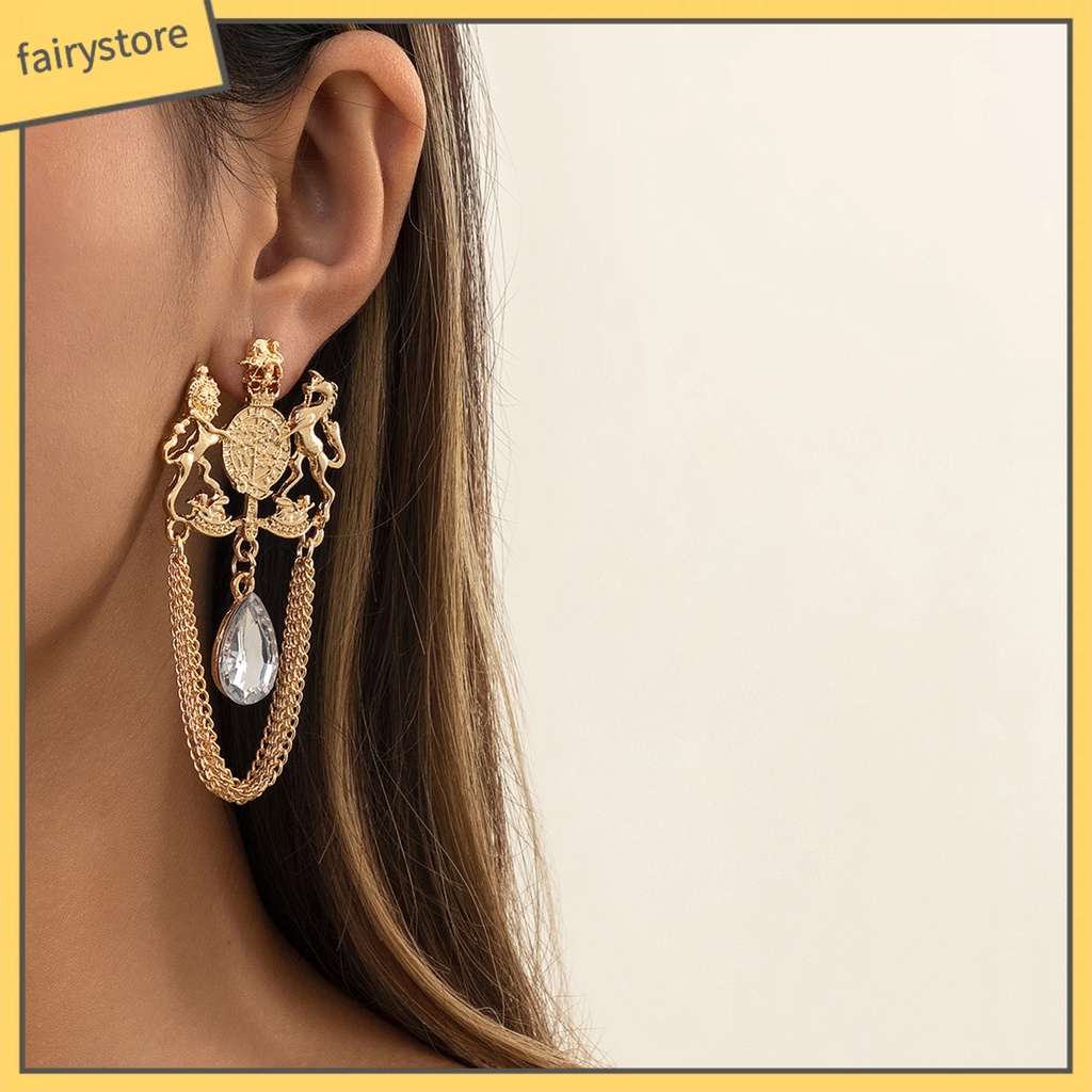 1 Đôi Bông Tai Đính Đá Sáng Bóng Phong Cách Cổ Điển Thời Trang Dành Cho Nữ