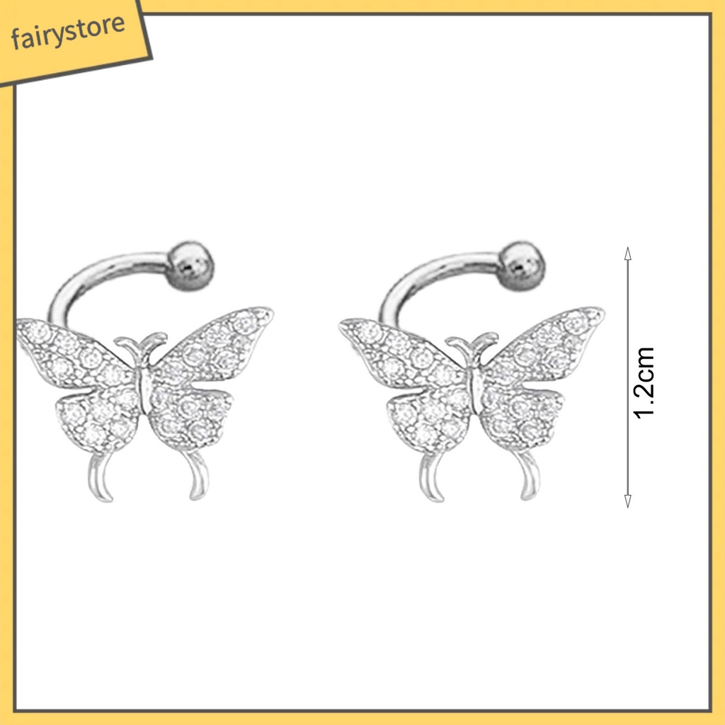 1 Đôi Khuyên Kẹp Vành Tai Hình Bướm Đính Đá Không Phai Màu