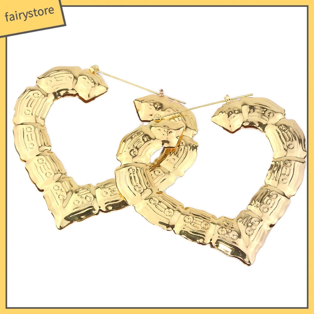 Bông Tai Hình Tròn / Vuông / Ngôi Sao / Trái Tim Dập Nổi Bằng Tre Thời Trang Cho Nữ