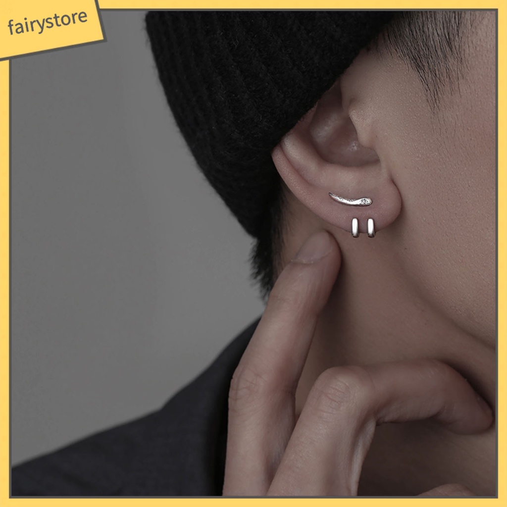 Bông Tai 2 Móc Thiết Kế Đơn Giản Phong Cách Punk Hip Hop Thời Trang Cho Nam