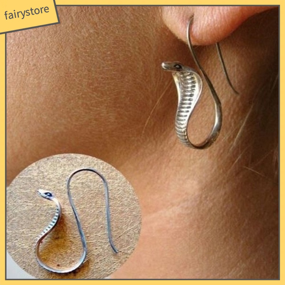 Khuyên Tai Móc Lủng Lẳng Mặt Hình Rắn Cobra Chạm Khắc Cổ Điển Cho Nữ [FRO]