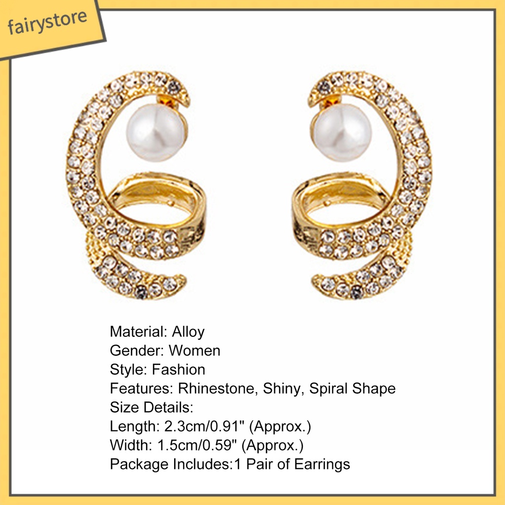1 Đôi Bông Tai Hình Xoắn Ốc Đính Đá Lấp Lánh Thời Trang Hàng Ngày
