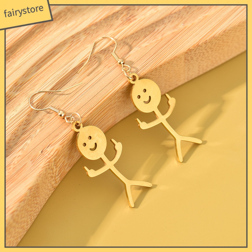 [FRO] 1 Đôi Bông Tai Móc Hình Học Mạ Điện Thủ Công Trang Trí Mắt Vui Nhộn Phong Cách Punk Thời Trang Cho Nữ