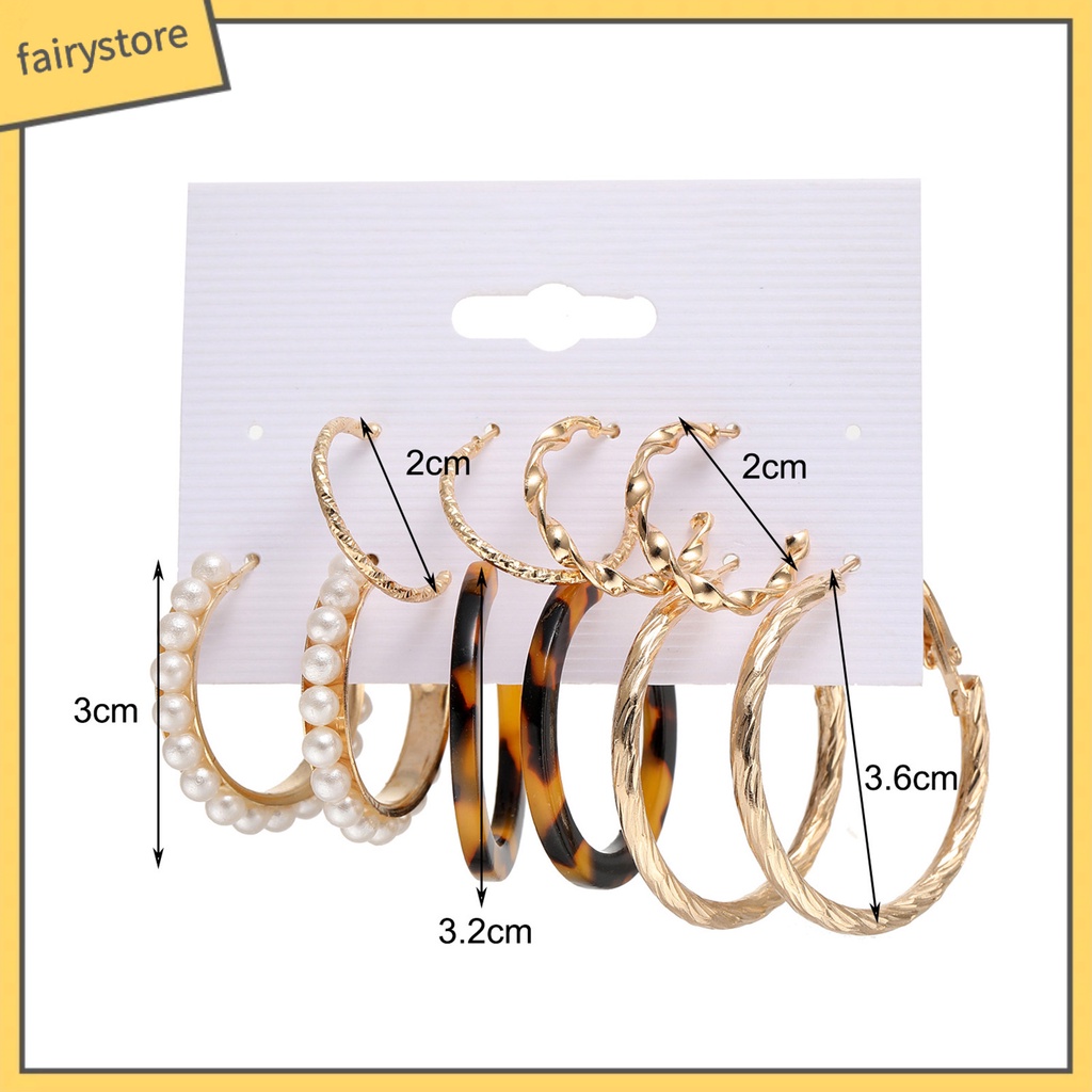 1 Bộ Bông Tai Tròn Đính Đá &amp; Ngọc Trai Nhân Tạo Cho Nữ