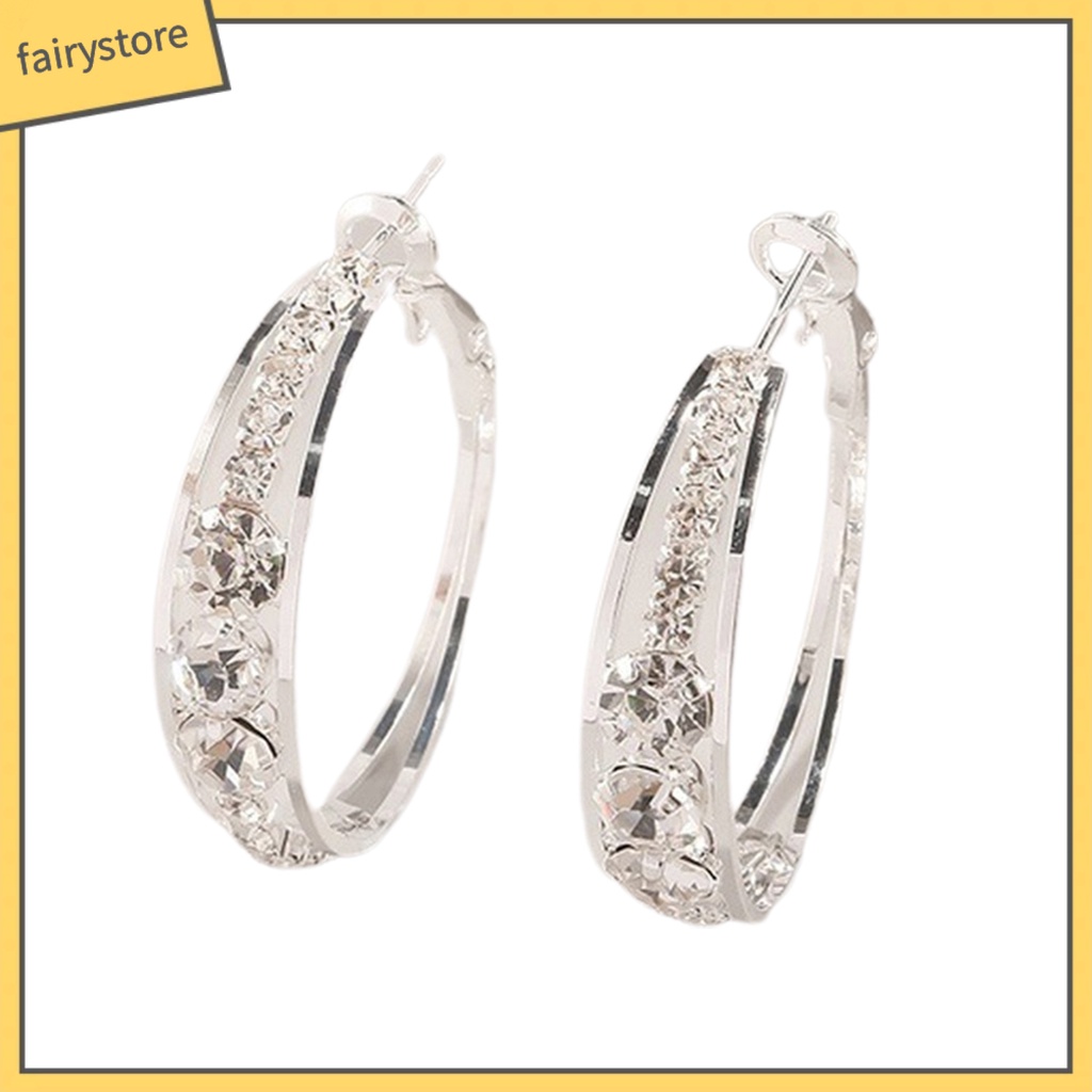 Bông Tai Tròn Đính Đá Lấp Lánh Quyến Rũ Dành Cho Nữ