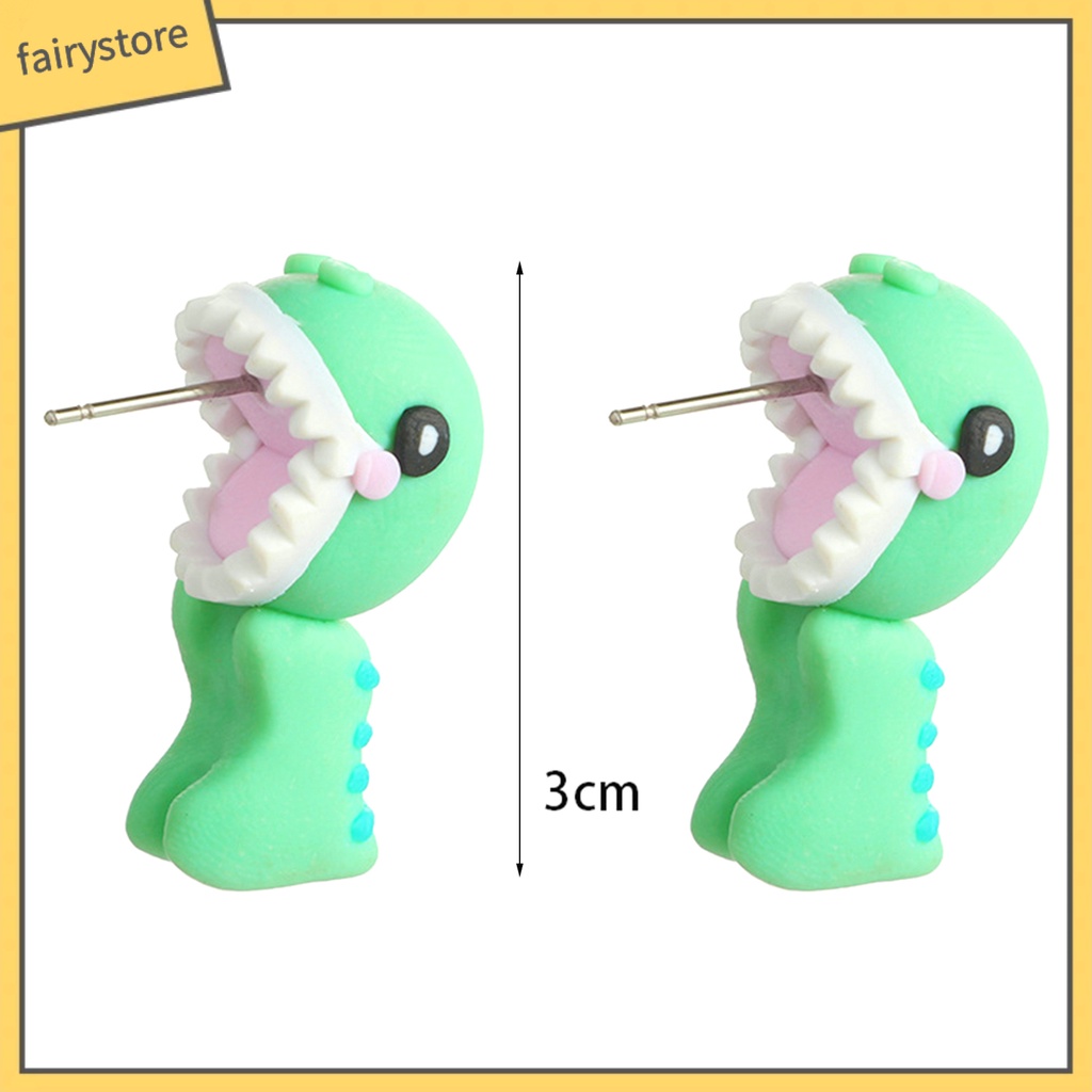 Bông Tai Hình Khủng Long Hoạt Hình 3D Bằng Đất Sét Polymer Dành Cho Nữ