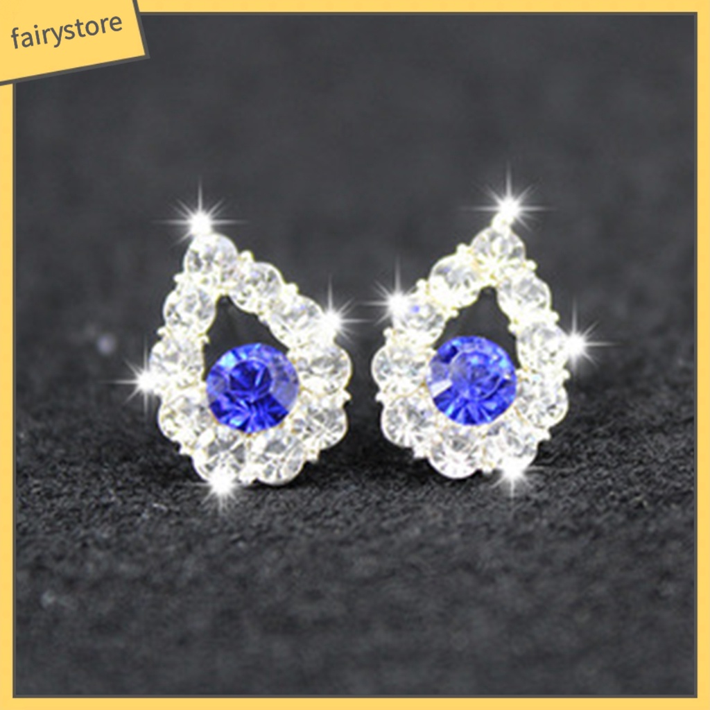 1 Đôi Bông Tai Hình Trái Tim / Nơ Đính Đá Zircon / Ngọc Trai Nhân Tạo Phong Cách Hàn Quốc