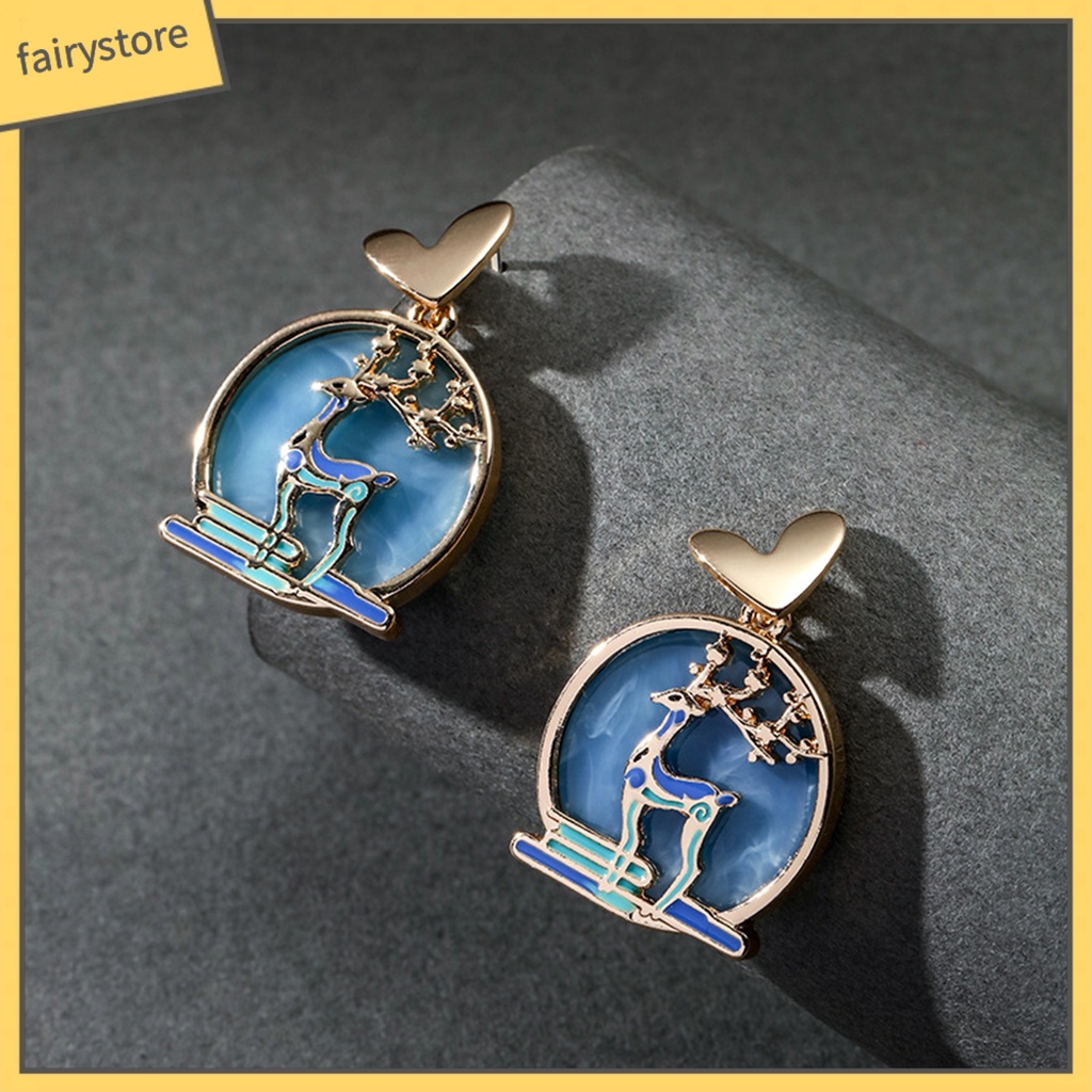 1 Đôi Bông Tai Móc Hình Cá Bằng Kim Loại Phong Cách Trung Hoa Dành Cho Nữ