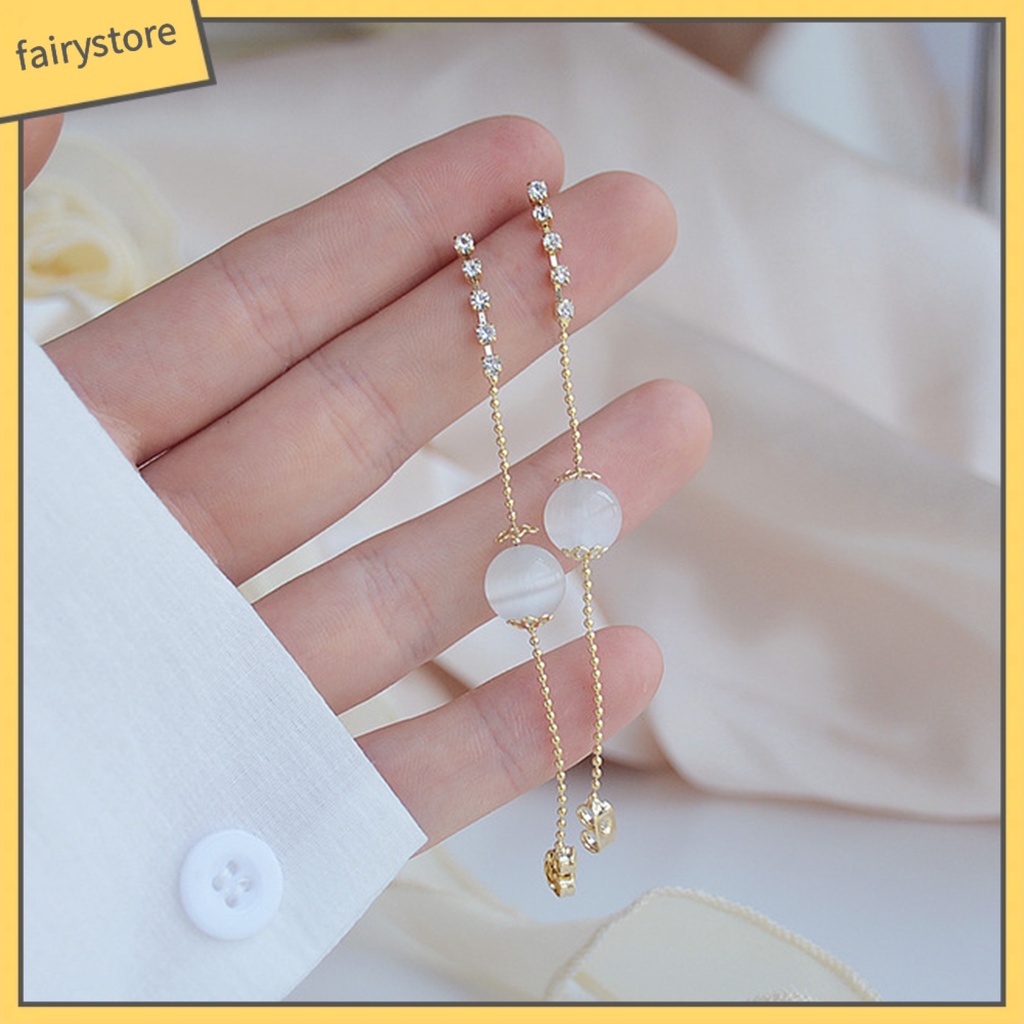 1 Đôi Khuyên Tai Kim Loại Đính Đá Opal Nhân Tạo Thời Trang