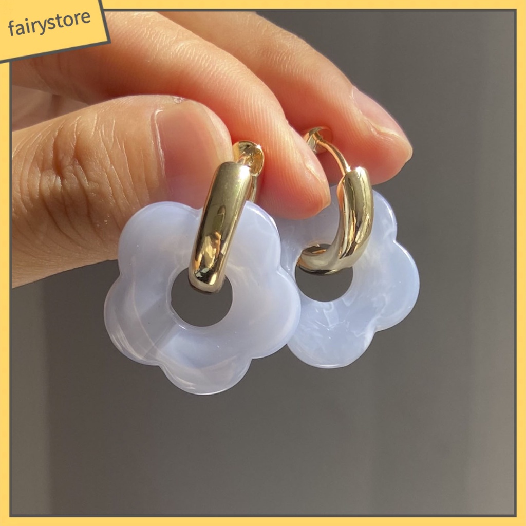 1 Đôi Bông Tai Hình Hoa Bằng Nhựa Resin Tinh Tế Dành Cho Nữ