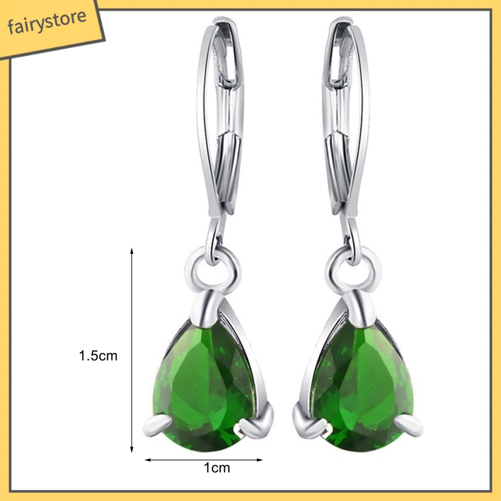 1 Đôi Bông Tai Hợp Kim Hình Giọt Nước Đính Pha Lê Sang Trọng