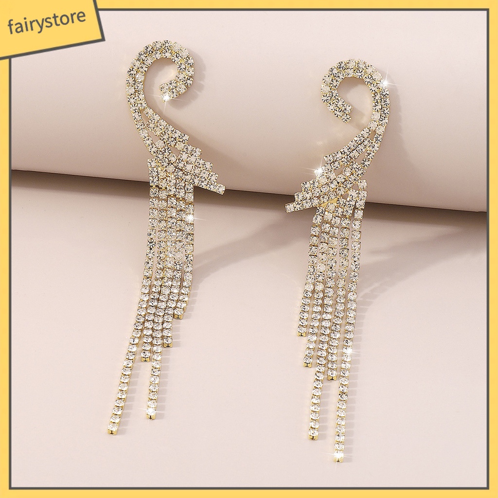 1 Đôi Bông Tai Dáng Dài Đính Đá Phong Cách Bohemian Thời Trang Sang Trọng