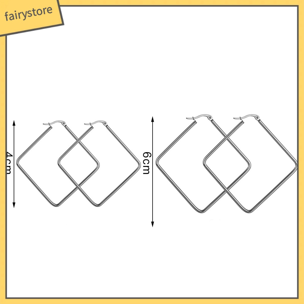 Khuyên Tai Móc Hình Vuông / Tròn Bằng Thép Không Gỉ