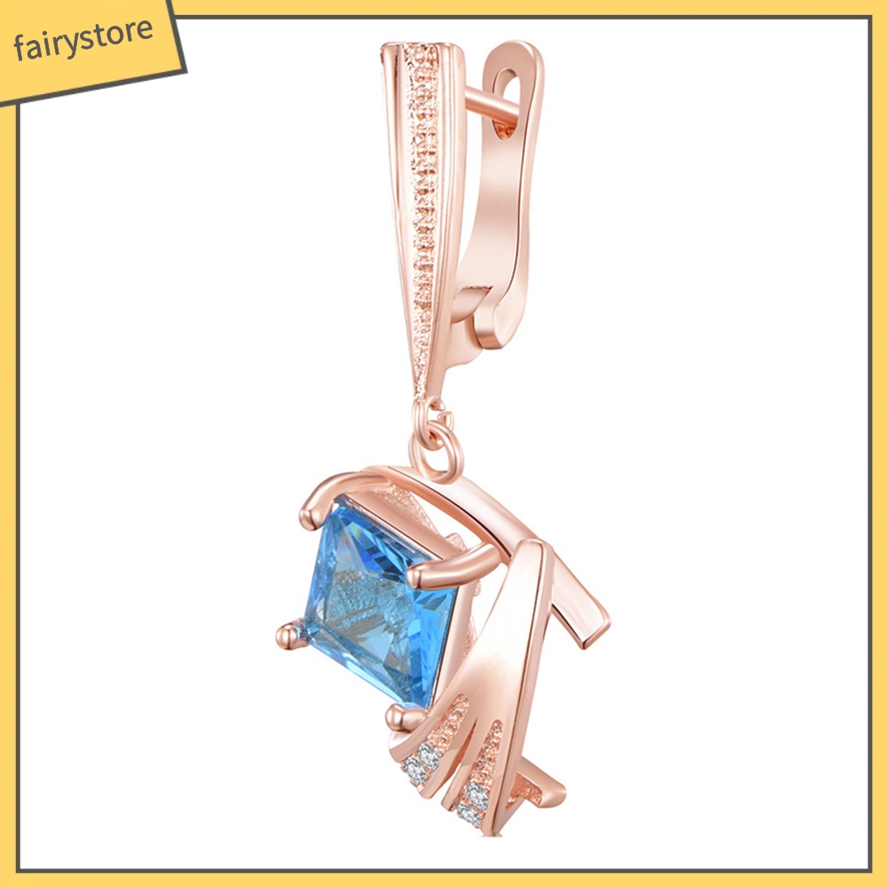 Khuyên Tai Dáng Dài Đính Đá Hình Vuông Thời Trang Cho Nữ