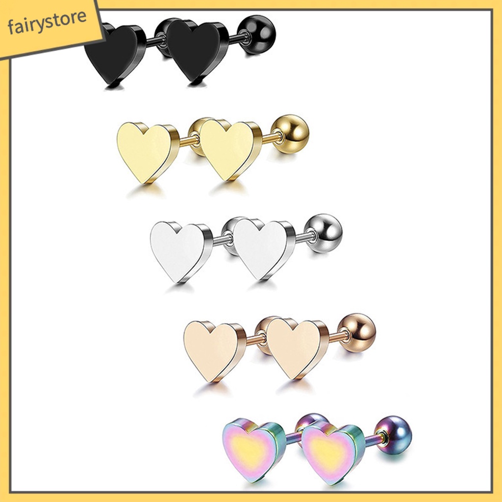 1 Khuyên Xỏ Sụn Tai Hình Trái Tim Mạ Điện Sáng Bóng Không Gây Dị Ứng Thoải Mái Thích Hợp Làm Quà Tặng Trang Sức Cho Nam Và Nữ