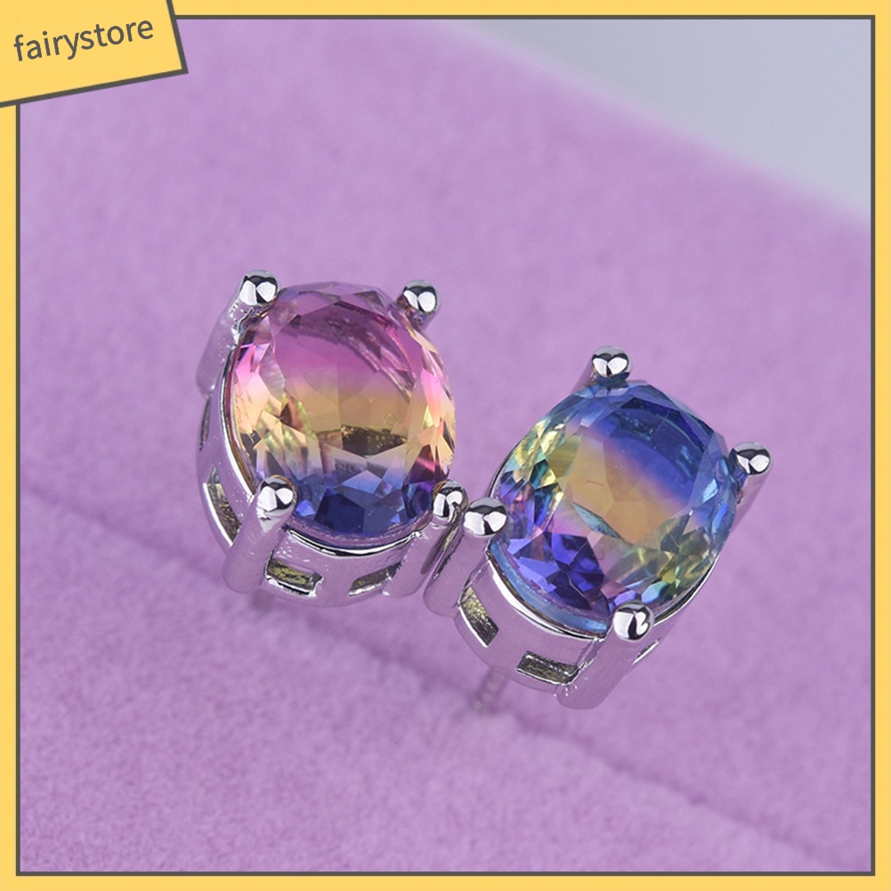 Bông Tai Đính Đá Giả Hình Oval Thời Trang Dành Cho Nữ