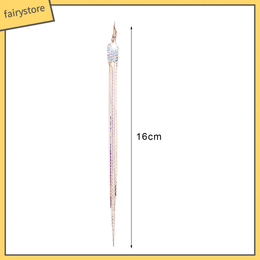 1 Cặp Bông Tai Dáng Dài Hình Vuông Đính Đá Phối Tua Rua Thời Trang Cho Nữ