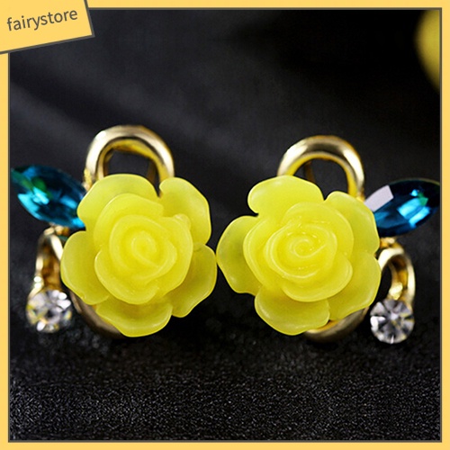 Bông Tai Hình Hoa Hồng Bằng Resin Dễ Thương Cho Nữ