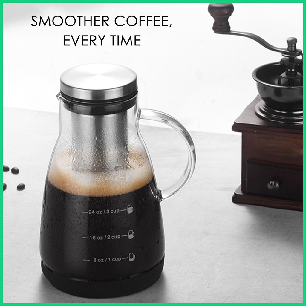 Bình Làm Cà Phê 960ml Bằng Thủy Tinh Chống Rò Rỉ Thiết Kế Đơn Giản Dùng Tại Nhà