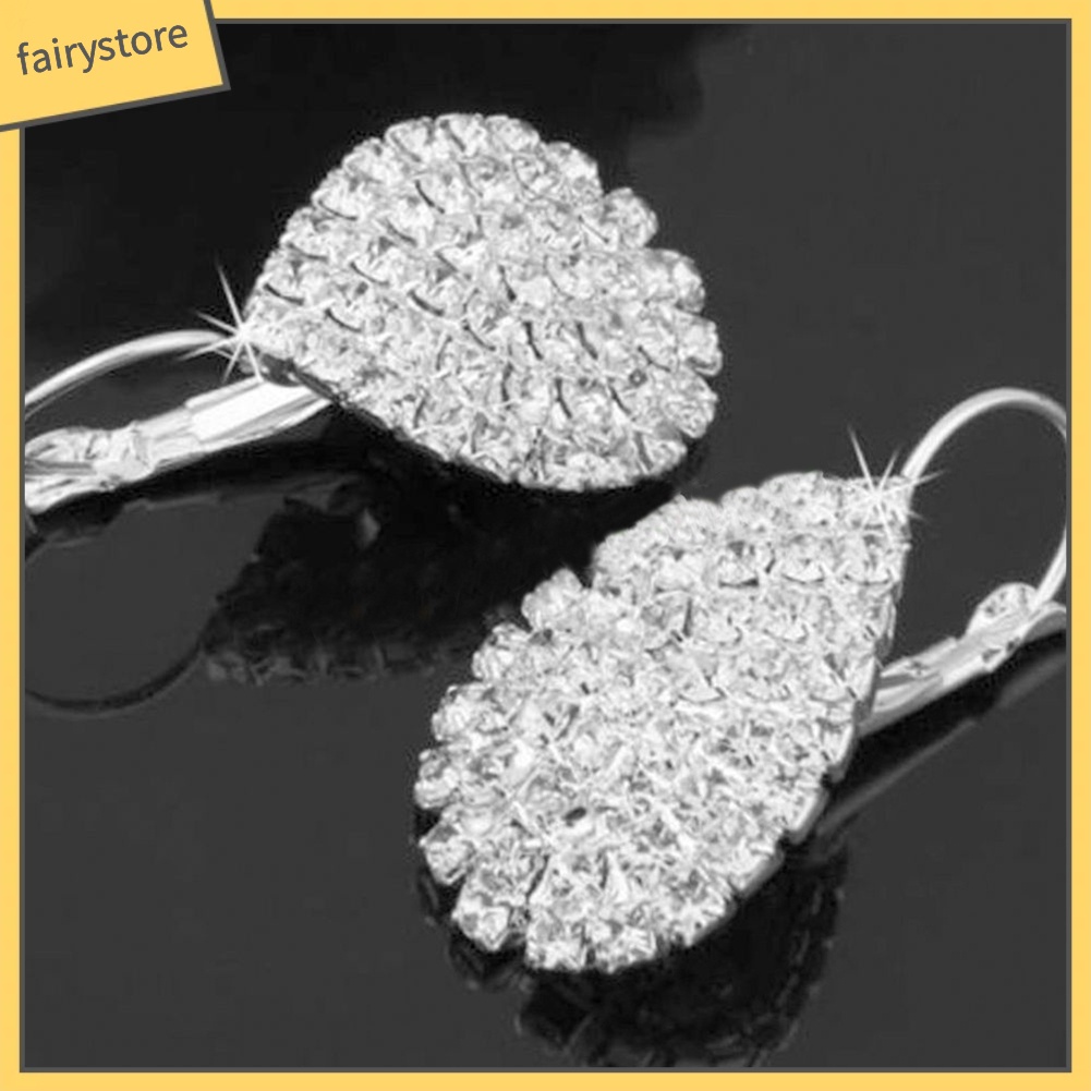 Bông Tai Hình Giọt Nước Đính Đá Lấp Lánh Sang Trọng Thời Trang Cho Nữ