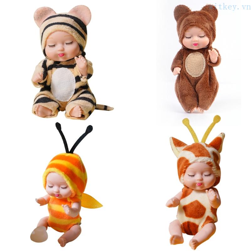 Búp Bê Emulation Bằng Vinyl Mềm Mại Như Thật Hình Động Vật Đóng Mắt Đóng Cửa Dùng Khi Ngủ Cho Bé Sơ Sinh