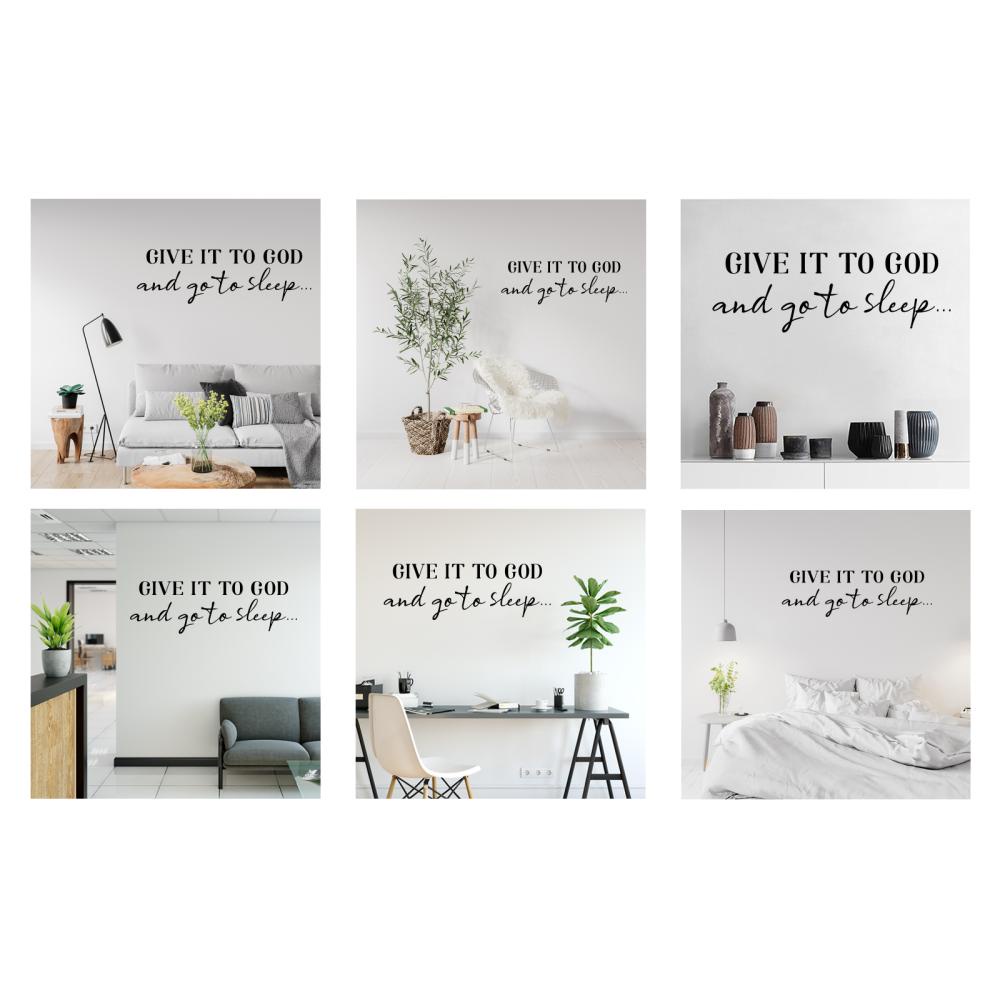 1 Tấm Sticker Dán Tường Trang Trí Cầu Thang In Chữ GIVE IT To GOD and Go To Sleep Black 29x79cm