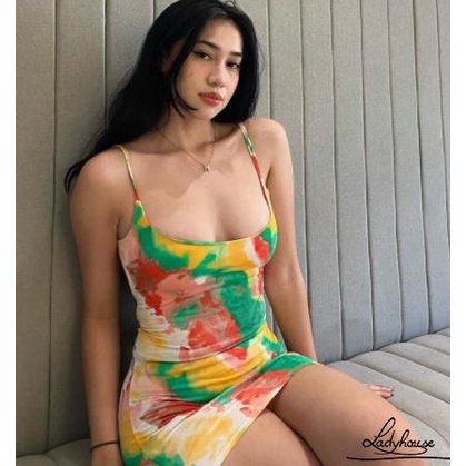 Đầm Dài Không Tay Hở Lưng In Họa Tiết Graffiti Thời Trang Mùa Hè Cho Nữ