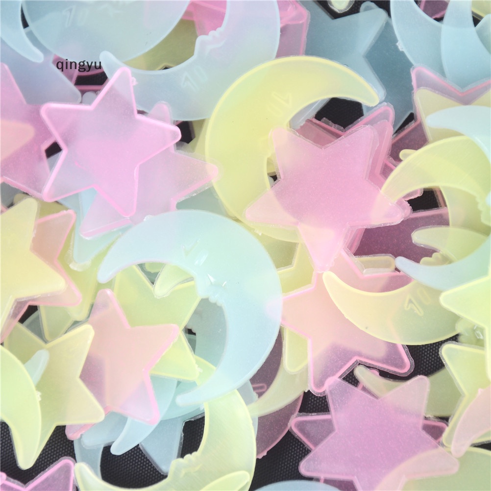 Set 100 Miếng Dán Dạ Quang Hình Trăng Sao Trang Trí Phòng Ngủ Cho Bé