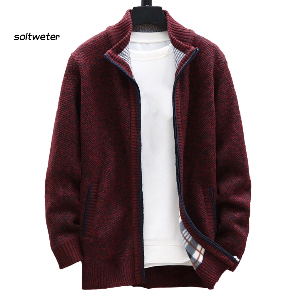 Áo Khoác Cổ Đứng Tay Dài Màu Trơn Dày Dặn Thời Trang Thu Đông Cho Nam