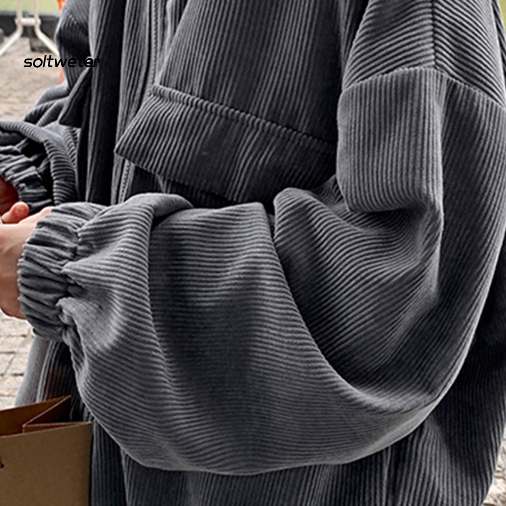 Áo Khoác Nhung Nhiều Túi Thư Giãn Cổ Bẻ Thời Trang Đường Phố Mùa Đông Cho Nam