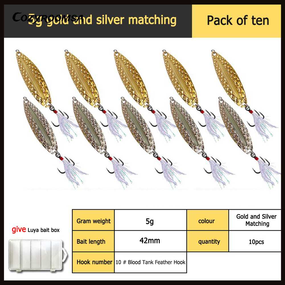 Set 10 Mồi Câu Cá Giả Dạ Quang