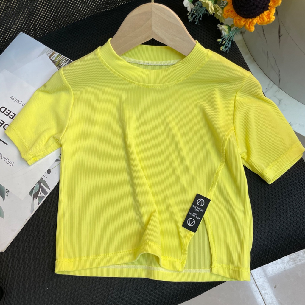 Áo Thun Tay Ngắn Cổ Tròn Màu Sắc Kẹo Ngọt Thời Trang Mùa Hè Dành Cho Bé Gái 80-140CM