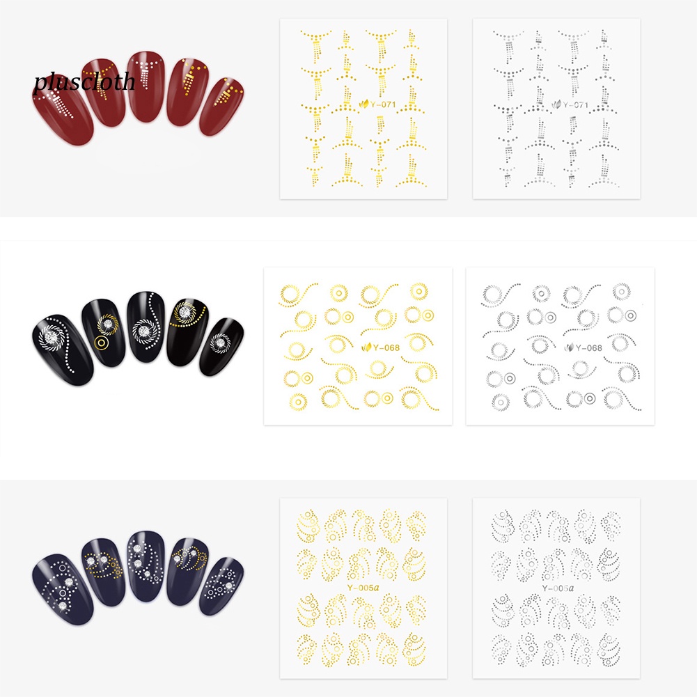 Set 30 Tấm Nhãn Dán Móng Nghệ Thuật Họa Tiết Bướm / Mèo / Nhện Màu Vàng / Bạc