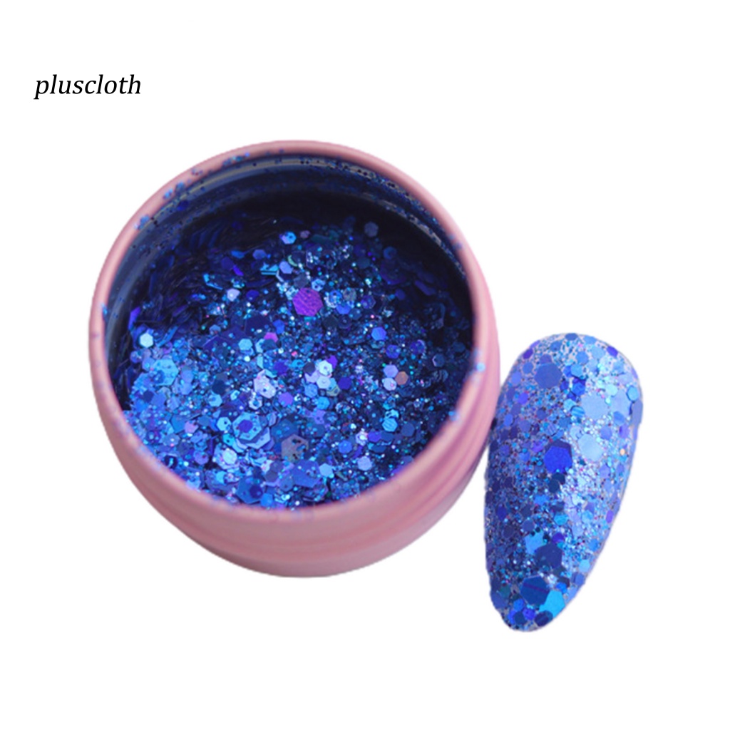 &lt; Pluscloth &gt; Hộp Sequin Lục Giác Siêu Mỏng Lấp Lánh Trang Trí Móng Nghệ Thuật