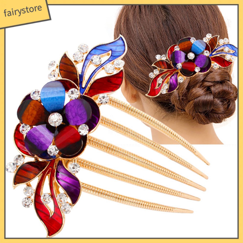 Lược Cài Tóc Đính Đá Tạo Kiểu Phong Cách Vintage Cho Nữ