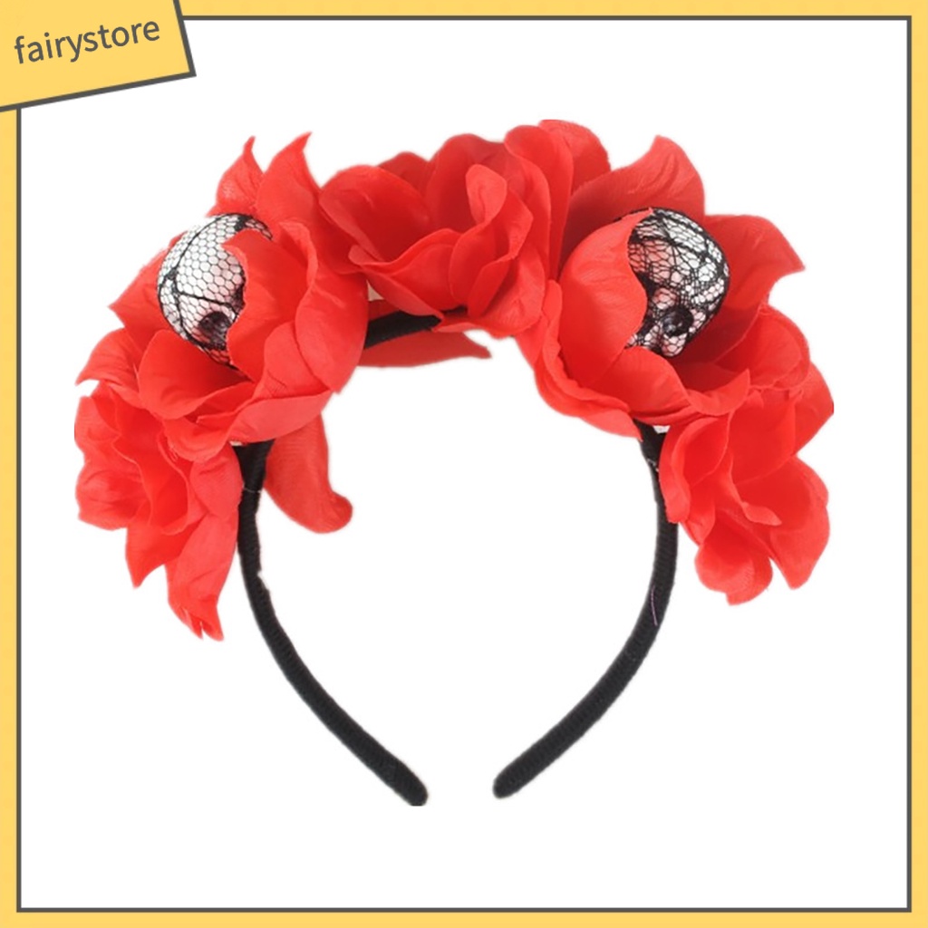 Băng Đô Cài Tóc Hình Đầu Lâu Sáng Tạo Co Giãn Trang Trí Halloween